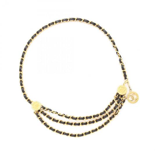 CHANEL Coco Mark Chain Belt - Timeless Elegance in Black & Gold