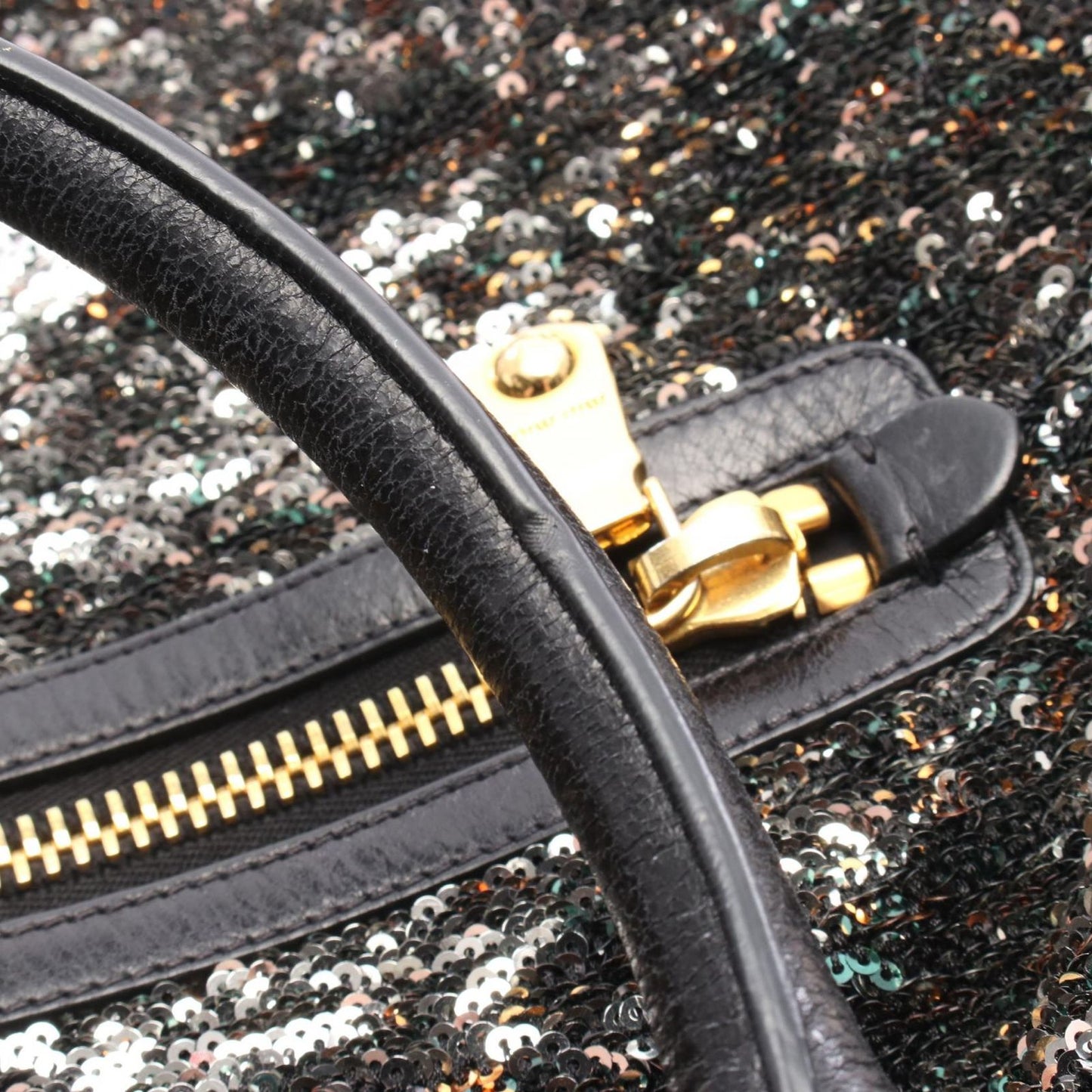 Miu Miu Black & Silver Leather 2-Way Tote Bag - Exquisite Craftsmanship