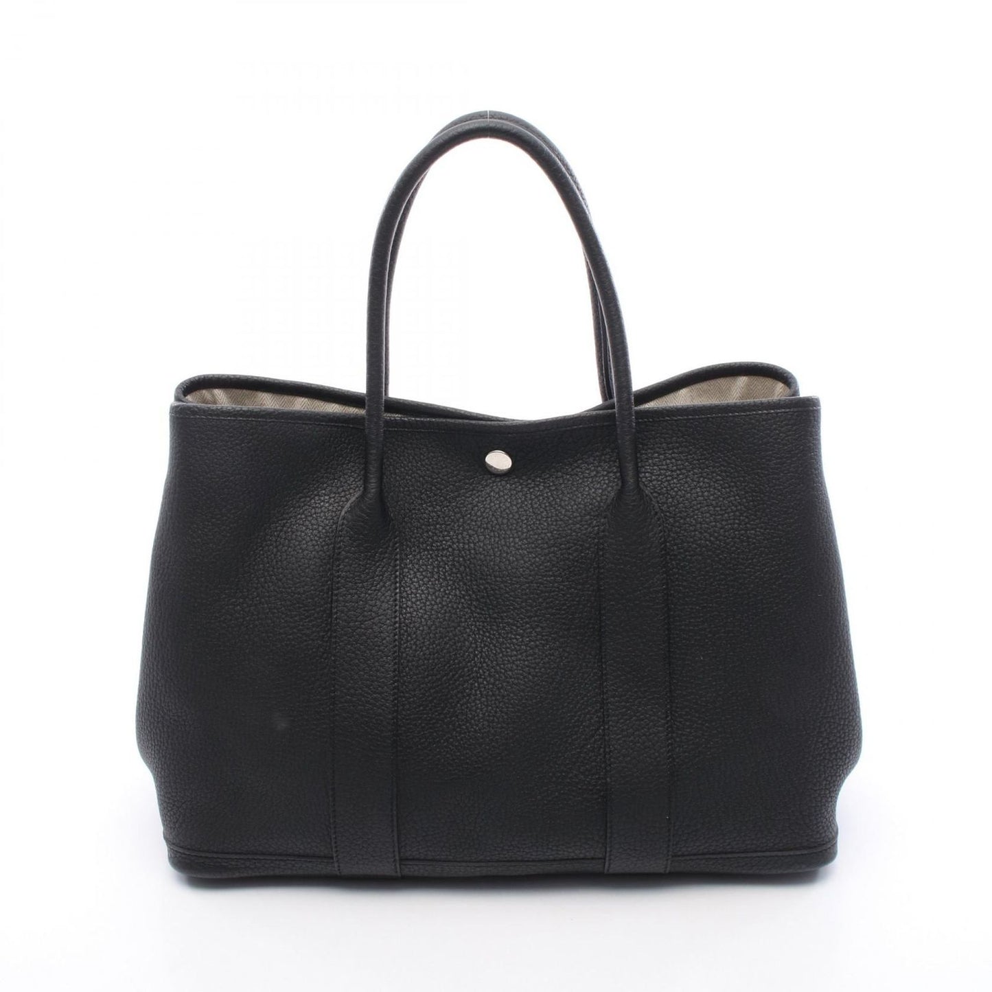 HERMES Garden Party PM Tote Bag in Black Leather - Timeless Elegance