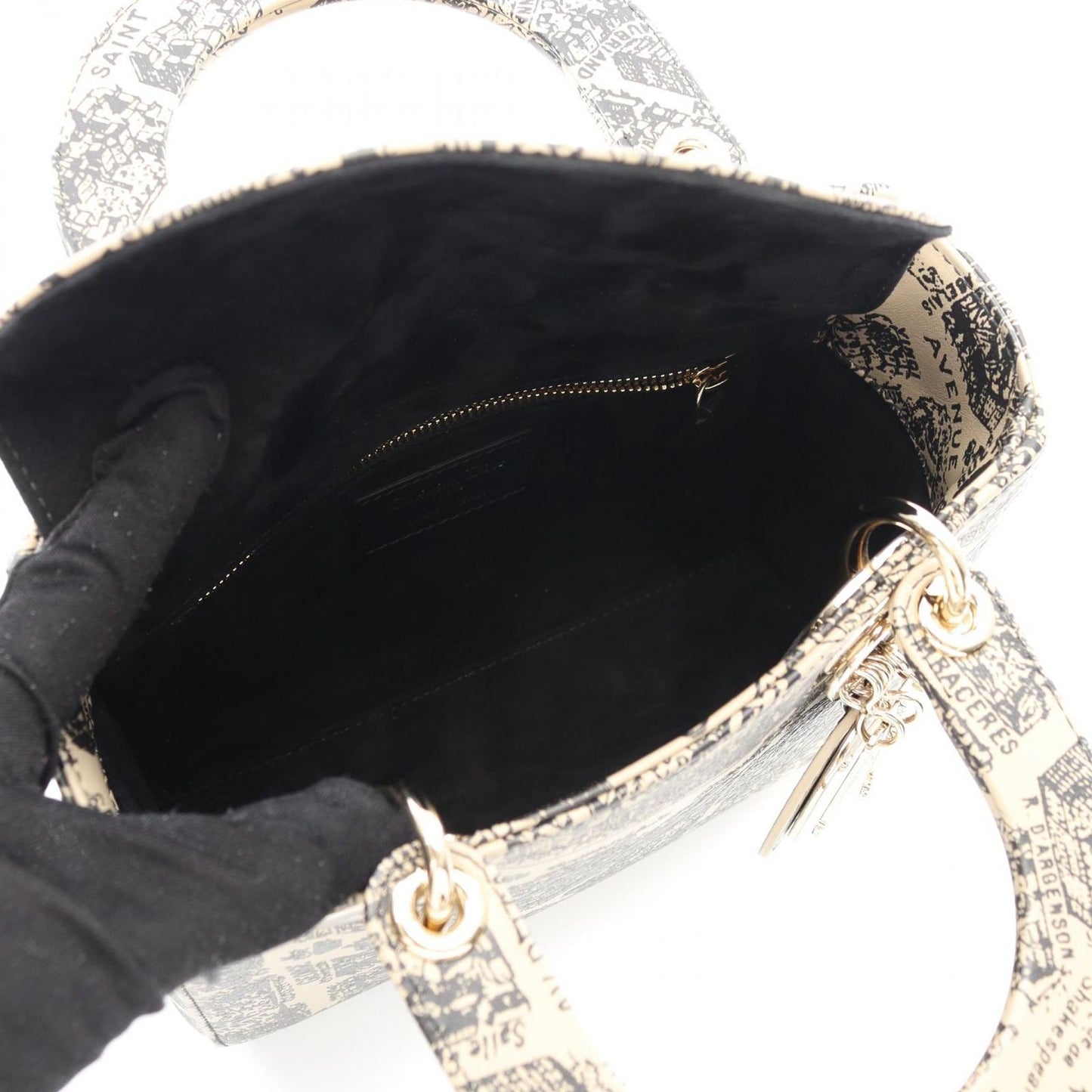 Dior Lady Dior Small Handbag in Greige/Black Leather - Exquisite Craftsmanship