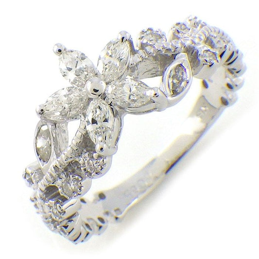 Exquisite Diamond Flower Motif Ring in K18 White Gold - 0.65ct