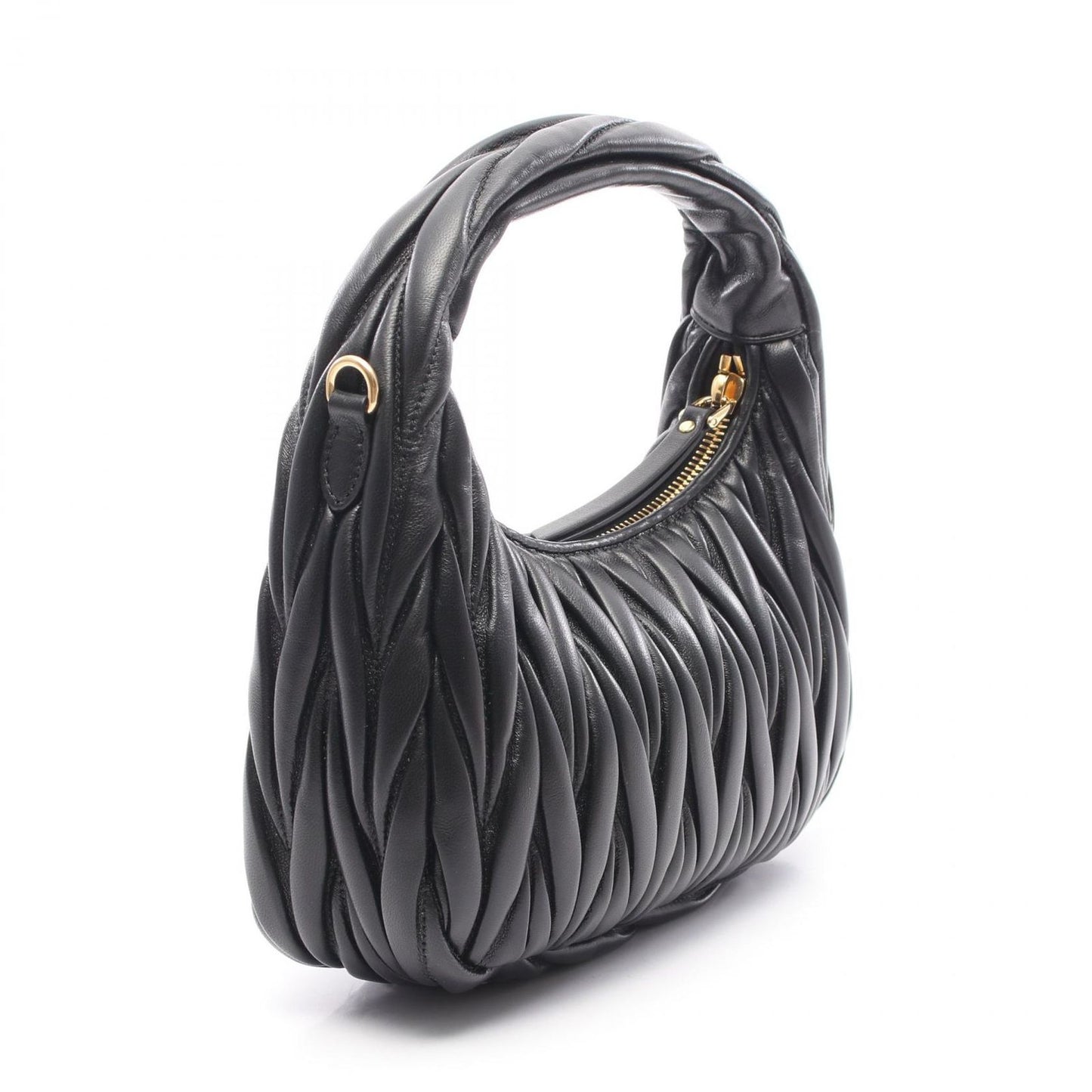 Miu Miu Wonder Matelassé Hobo Bag - Black Leather Luxury Handbag