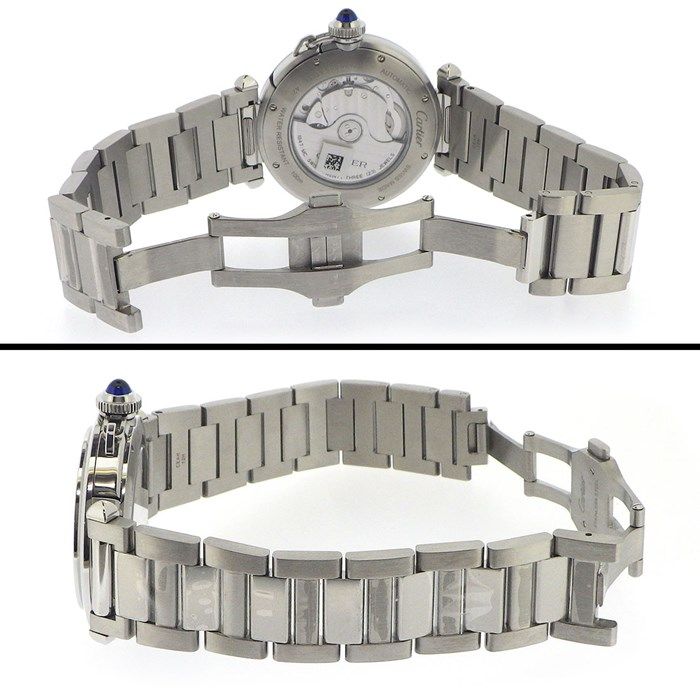Cartier Pasha WSPAOOO9 Silver Guilloché Dial Automatic Watch