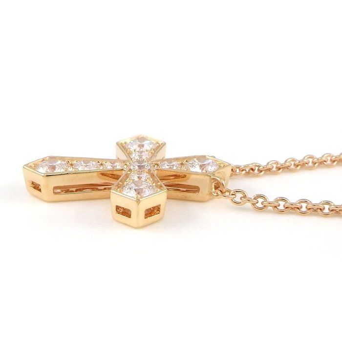 Graff Trapezoid Cross Diamond Necklace in K18 Pink Gold