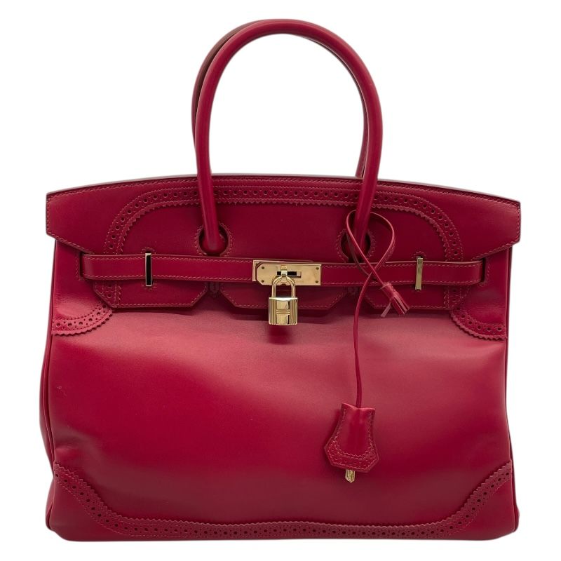 HERMES Birkin 35 Ghillies Ruby with Gold Hardware - Exquisite Craftsmanship