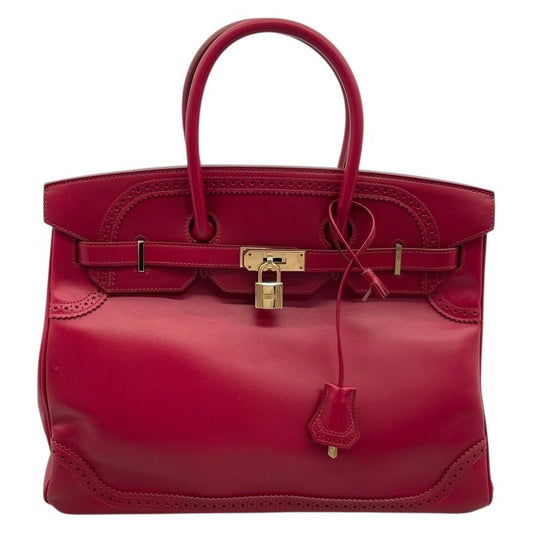 HERMES Birkin 35 Ghillies Ruby with Gold Hardware - Exquisite Craftsmanship