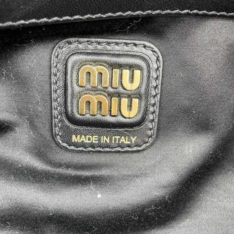 Miu Miu Logo Hobo Bag 5BC175 in Black Nappa Leather