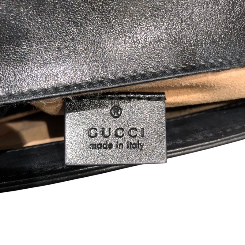 GUCCI GG Marmont Mini Top Handle Bag - Black Leather