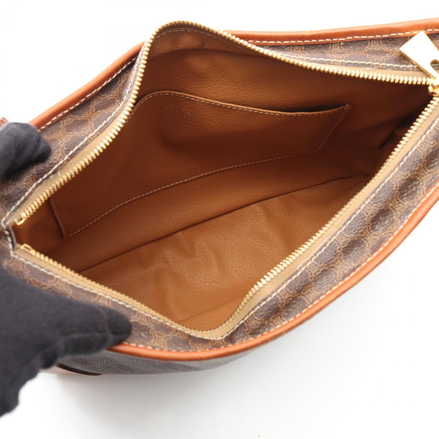 CELINE Macadam Shoulder Bag in Dark Brown PVC Coated Canvas