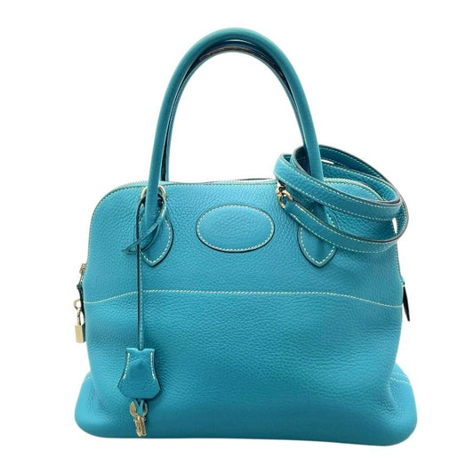 HERMES Bolide 31 in Blue Jean with Silver Hardware - Timeless Elegance