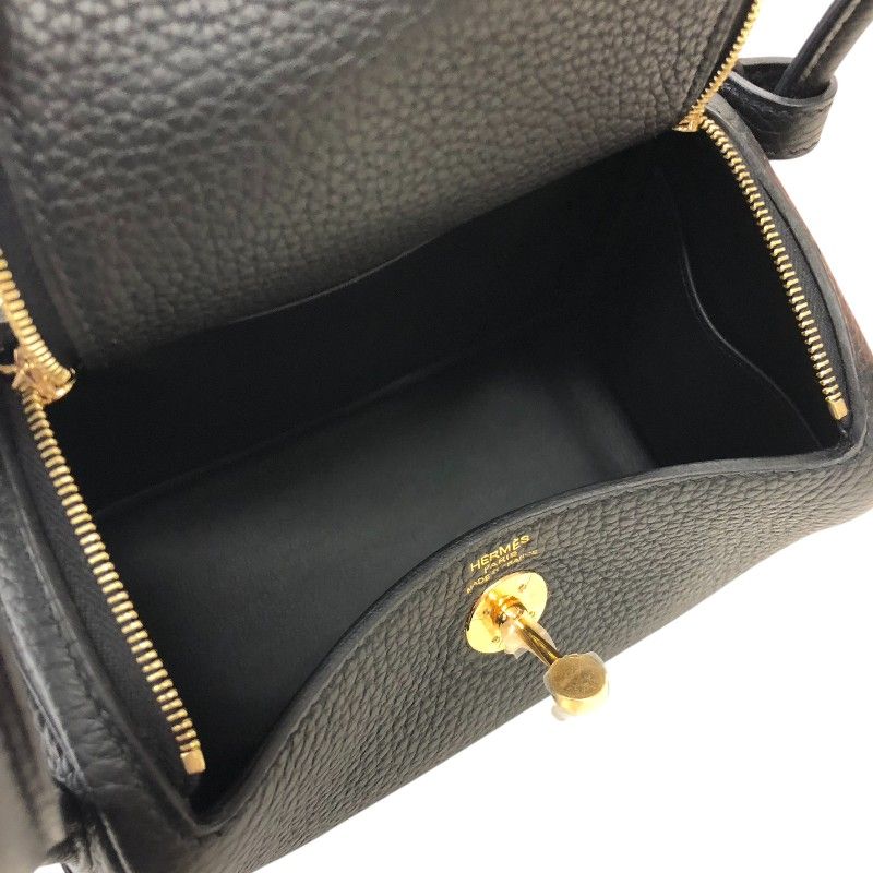 HERMES Lindy Mini Black with Gold Hardware - Timeless Elegance