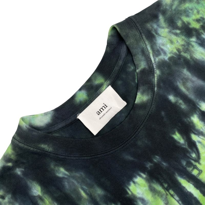 AMI Alexandre Mattiussi Tie-Dye Print T-Shirt in Green - Men's Luxury Fashion