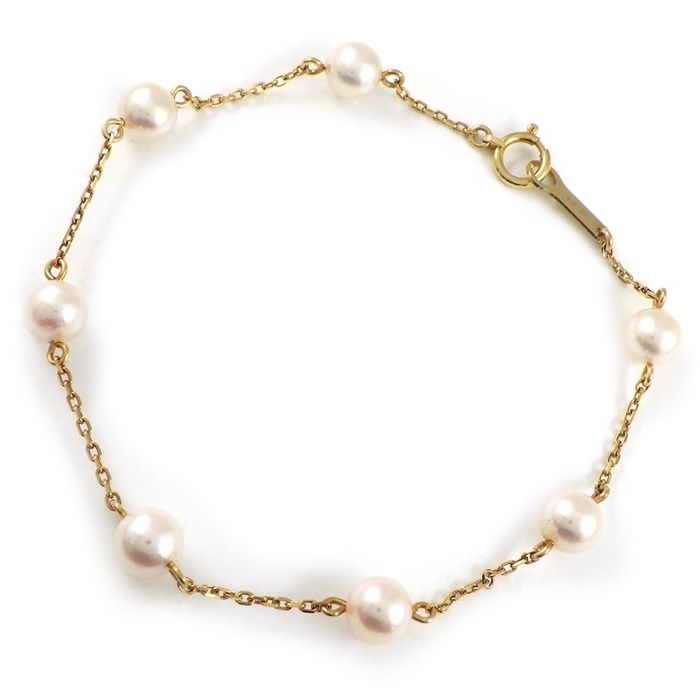 TASAKI 7-Point Pearl Station Bracelet in K18 Yellow Gold