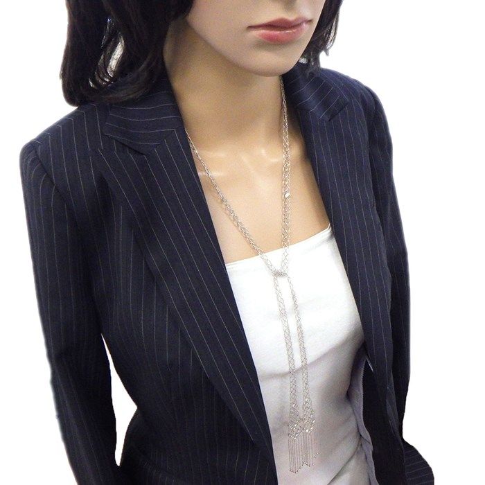 Exquisite Diamond Lariat Necklace in 18K White Gold - 1.46ct