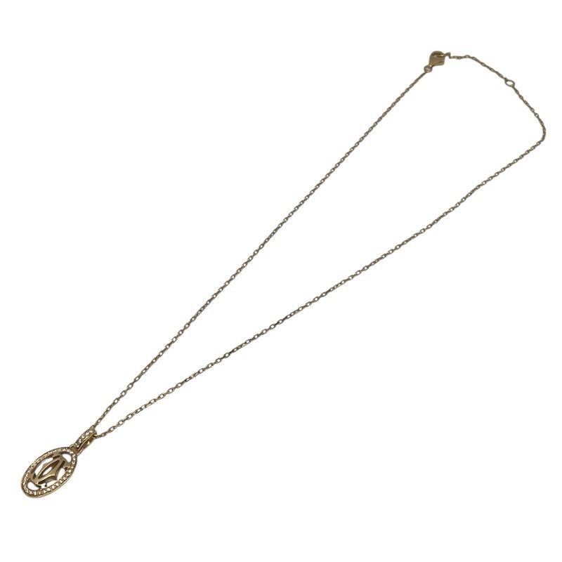 Cartier Logo Double Diamond Necklace in 750PG Gold