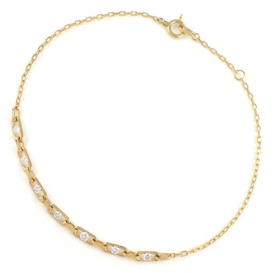 Exquisite Diamond Link Chain Bracelet in K18 Yellow Gold - 0.19ct