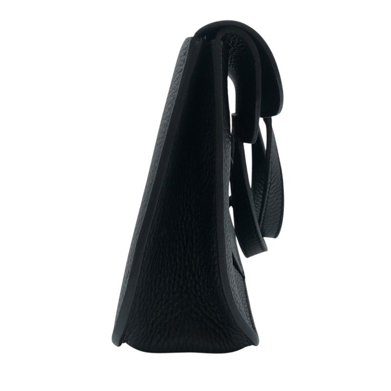 HERMES Arzan 25 Black & Silver Hardware Togo Leather Shoulder Bag