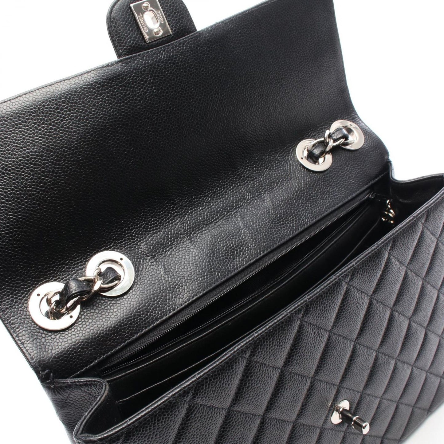 CHANEL Matelassé 30 Single Flap Shoulder Bag in Black Caviar