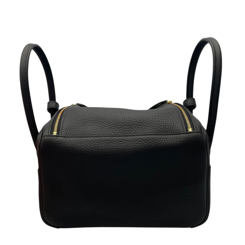 HERMES Lindy 26 Black Togo Leather Handbag with Gold Hardware