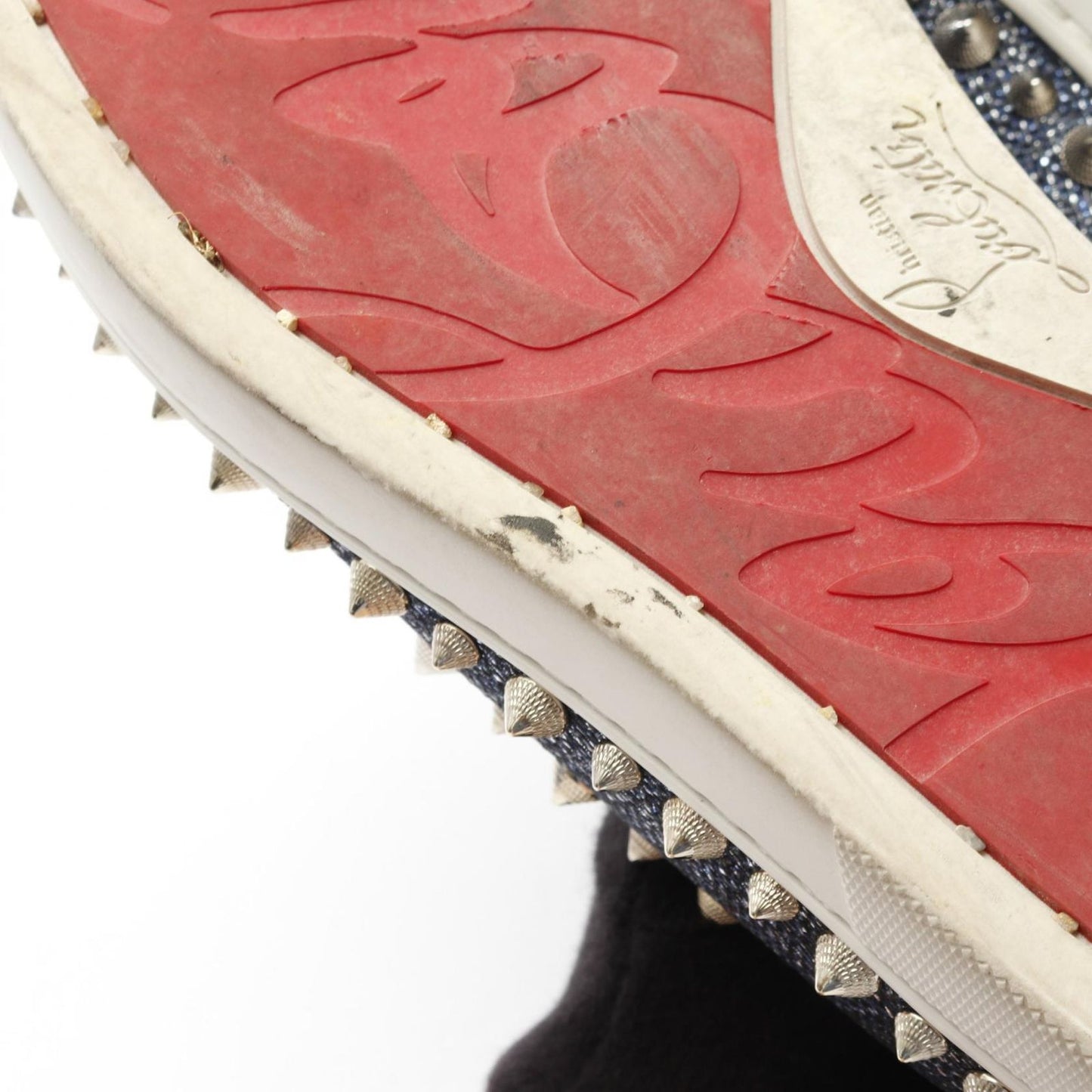 Christian Louboutin Blue Canvas Slip-On Sneakers - Size 35.5