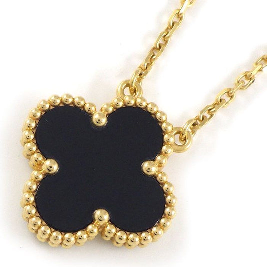 Van Cleef & Arpels Vintage Alhambra Onyx Necklace in 18K Yellow Gold