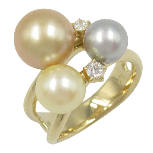 TASAKI Freshwater Pearl Ring in 18K Yellow Gold with Diamonds