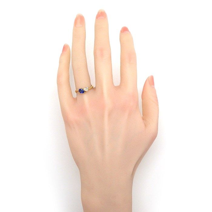 Elegant Pear Shape Sapphire & Heart Diamond Ring in 18K Yellow Gold