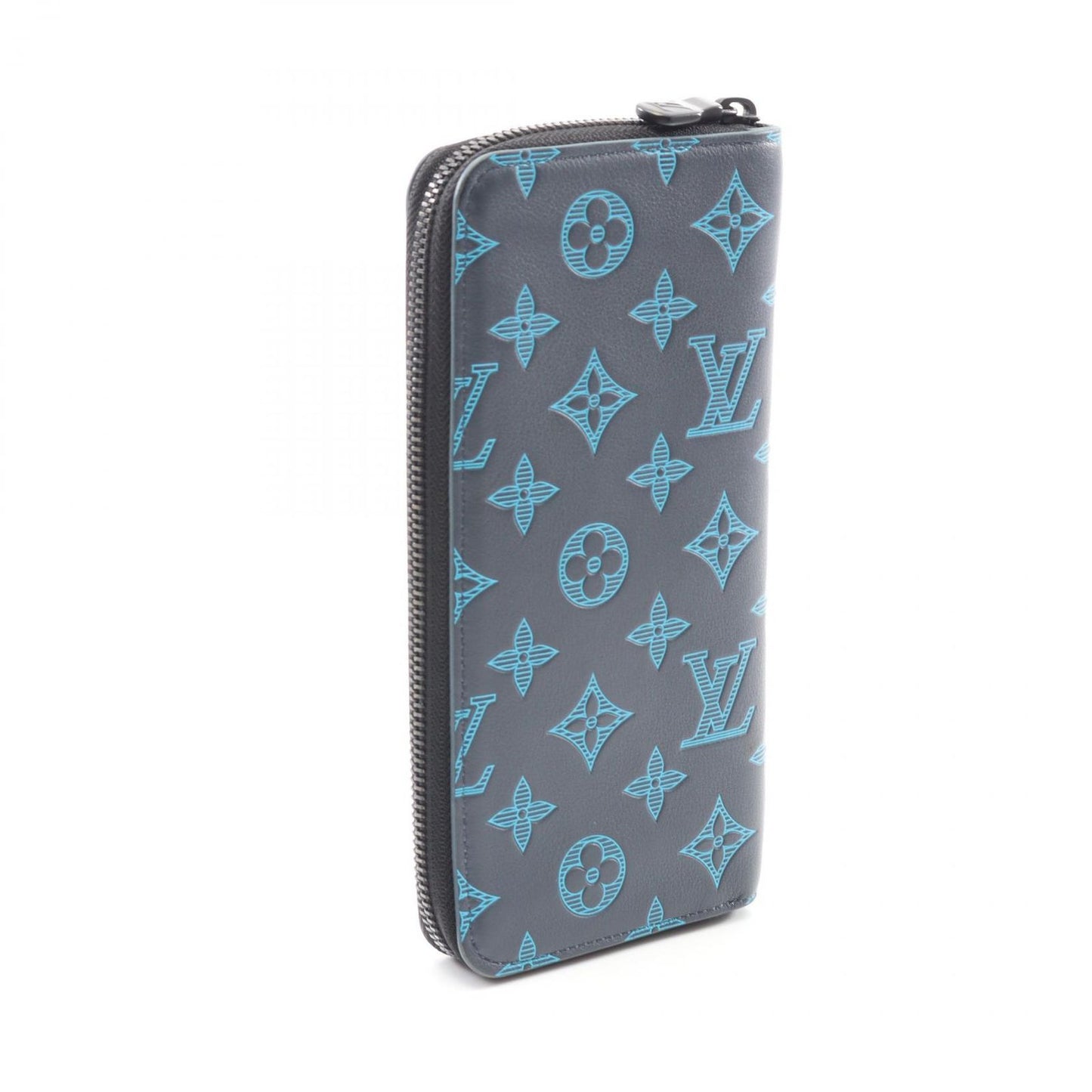 Louis Vuitton Monogram Shadow Zippy Wallet Vertical - Navy Leather