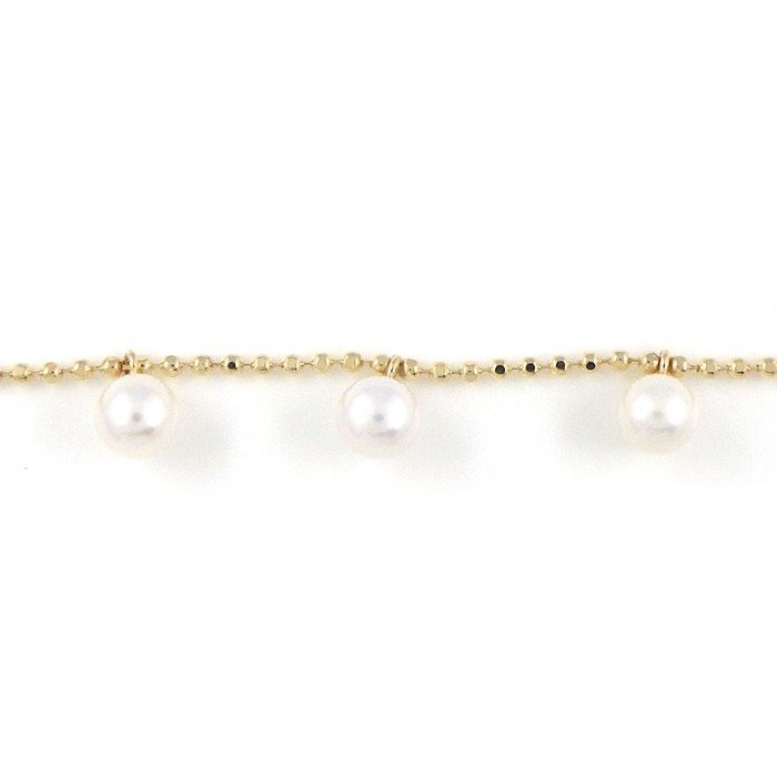 Elegant K10YG Pearl Bracelet with 5 Points of 3.5mm Pearls