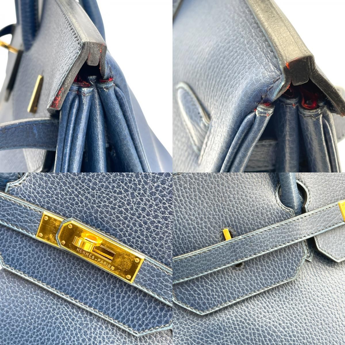 HERMES Birkin 40 - Blue Louis/Rouge Ash with Gold Hardware