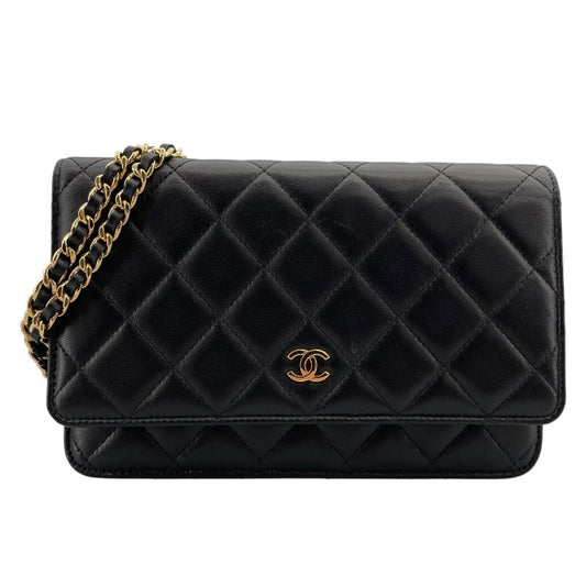 CHANEL Chain Wallet AP0250 - Black Lambskin with Gold Hardware