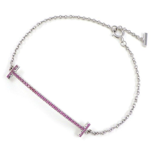 Tiffany & Co. T Smile Bracelet with Pink Sapphire in 18K White Gold