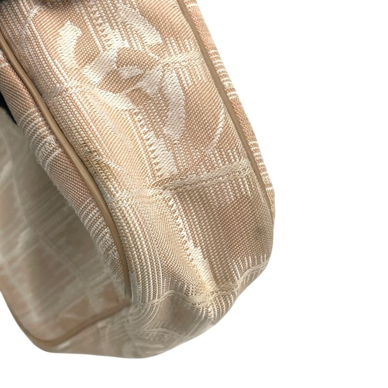 CHANEL Beige Nylon Jacquard New Travel Line Shoulder Bag