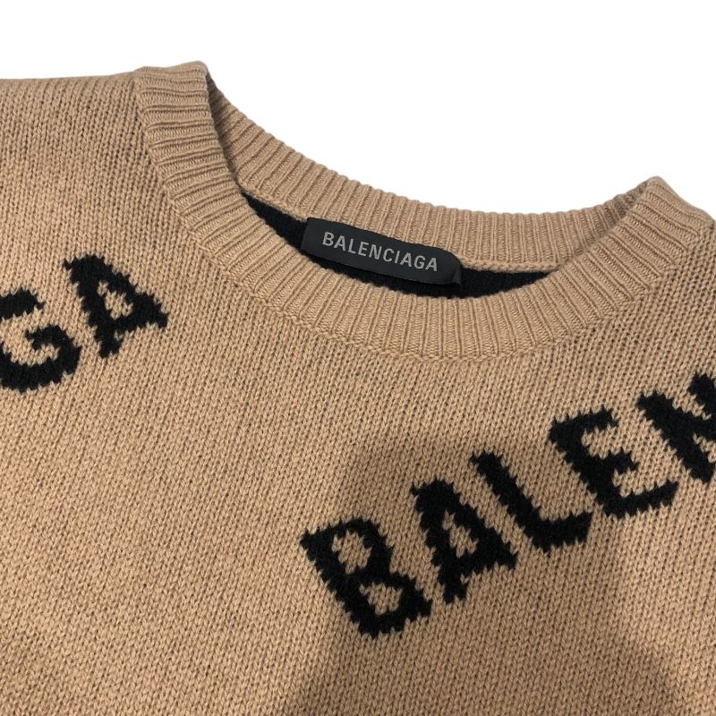 Balenciaga Logo Knit Sweater in Beige - Exclusive Men's Fashion