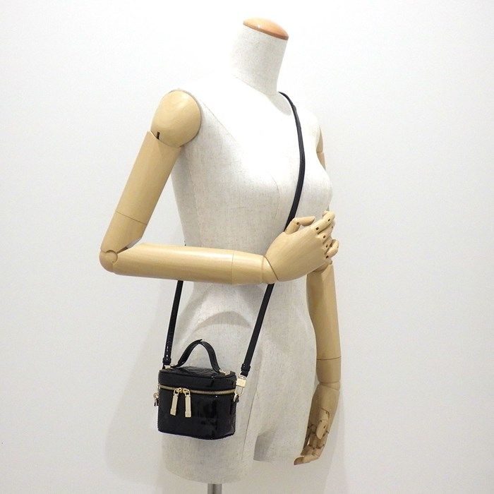 Dior Cannage Micro Vanity Shoulder Bag in Black Patent Leather