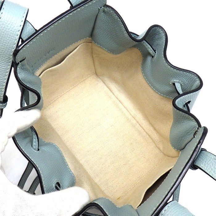 LOEWE Hammock Mini Drawstring Bag in Aqua Calfskin