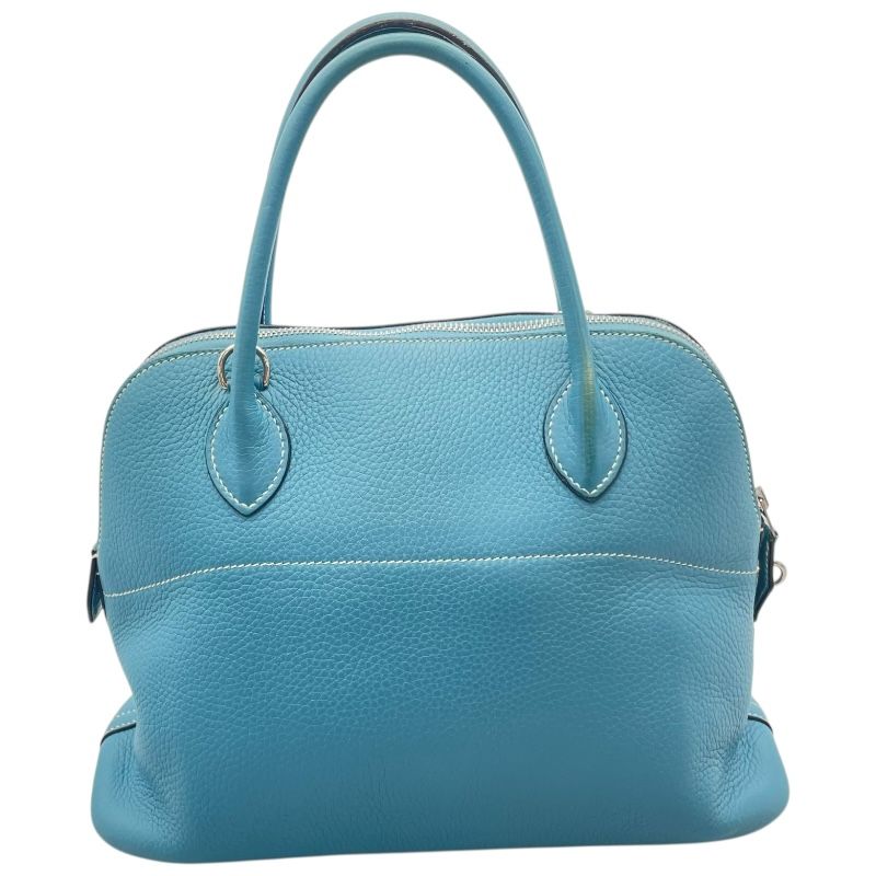 HERMES Bolide 31 in Blue Jean with Silver Hardware - Timeless Elegance