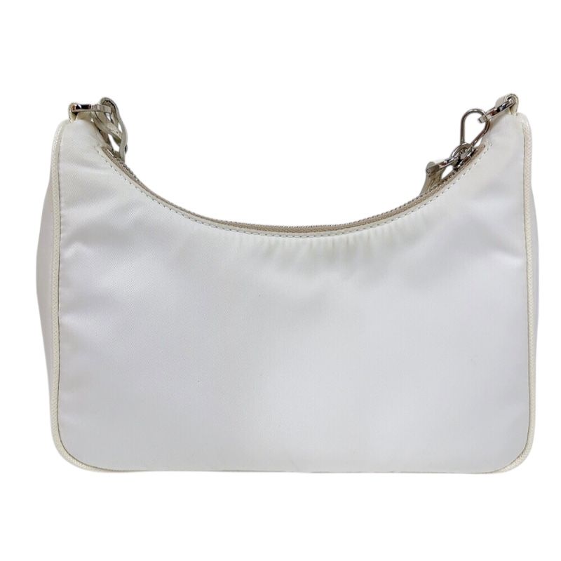 PRADA Re-Edition 2005 White Nylon Shoulder Bag with Silver Hardware