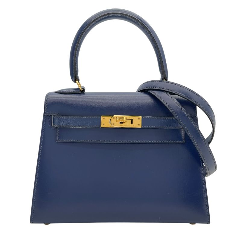HERMES Mini Kelly Bag in Blue Saphir with Gold Hardware