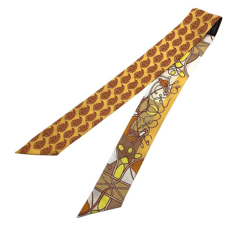 HERMES Twilly Coup de Fouet au Bloc Multicolor Silk Scarf