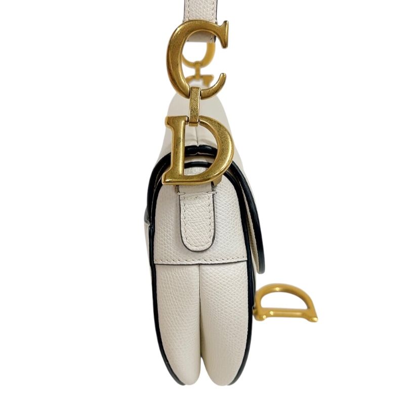Christian Dior Saddle Mini Bag - White & Gold Hardware