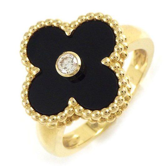 Van Cleef & Arpels Vintage Alhambra Onyx & Diamond Ring