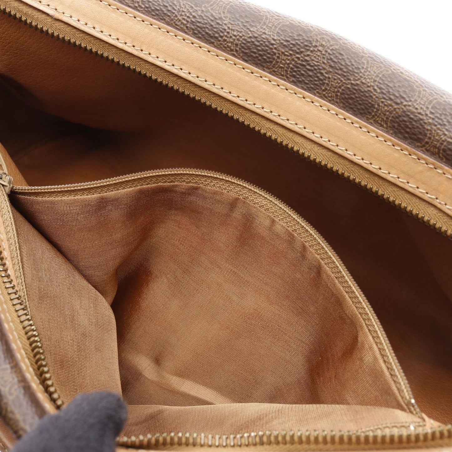 CELINE Macadam Boston Handbag in Dark Brown PVC Coated Canvas