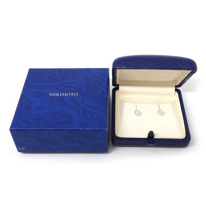 MIKIMOTO 6mm Pearl Earrings in K18 White Gold - Exquisite Craftsmanship