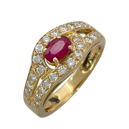 CHAUMET Ruby Diamond Ring in 750YG Gold - Exquisite Craftsmanship