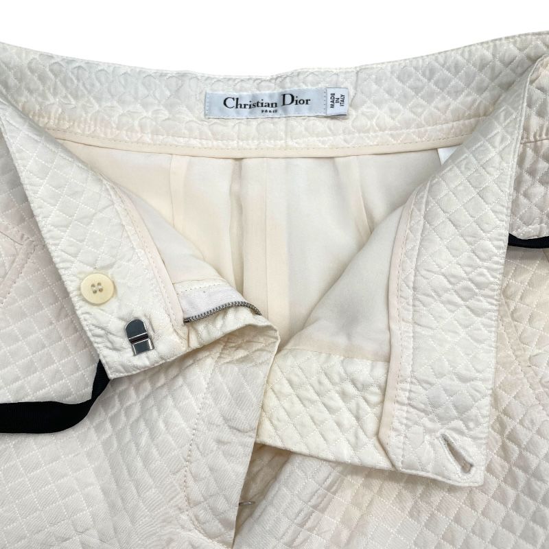 Christian Dior Quilted Silk Shorts in Cream - Size 36