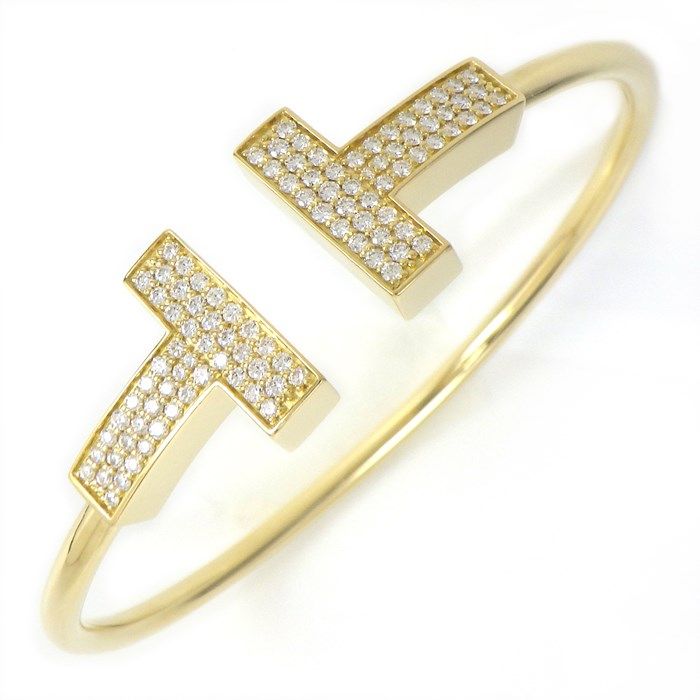 Tiffany & Co. T Wire Wide Diamond Bangle 0.67ct K18YG