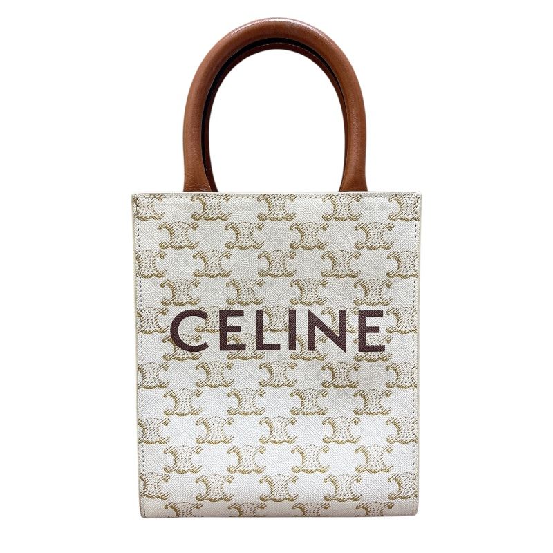 CELINE Mini Vertical Cabas 194372 White Triomphe Canvas Shoulder Bag
