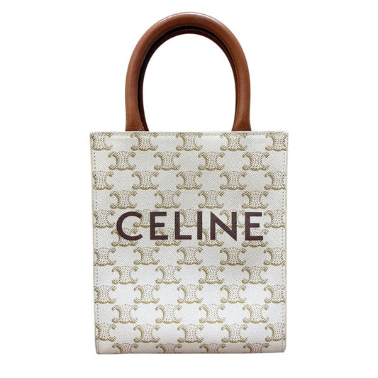 CELINE Mini Vertical Cabas 194372 White Triomphe Canvas Shoulder Bag
