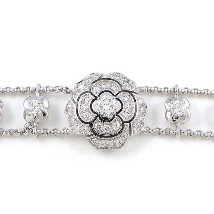 CHANEL Camellia Collection Bracelet with 1.14ct Diamonds in K18WG